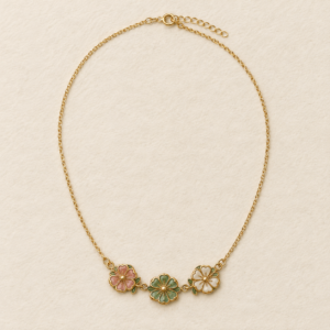 Delicate pastel floral Meenakari necklace