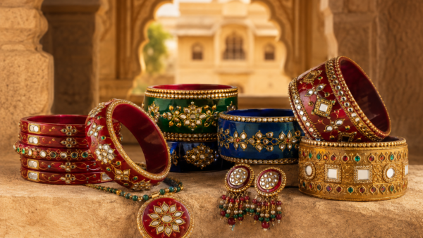 Rajasthani Lac Jewellery: handcrafted bangles, kadas, pendant and earrings