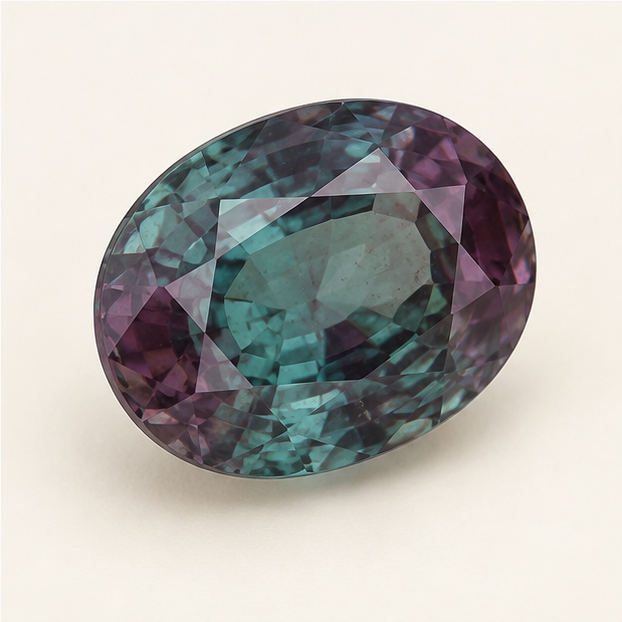 Illustrative view of a loose Alexandrite gemstone