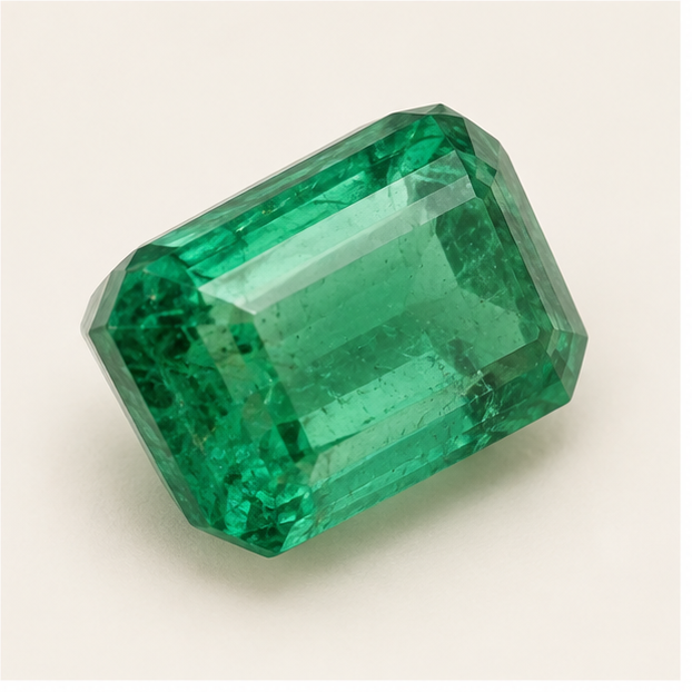 Illustrative view of a loose Emerald gemstone
