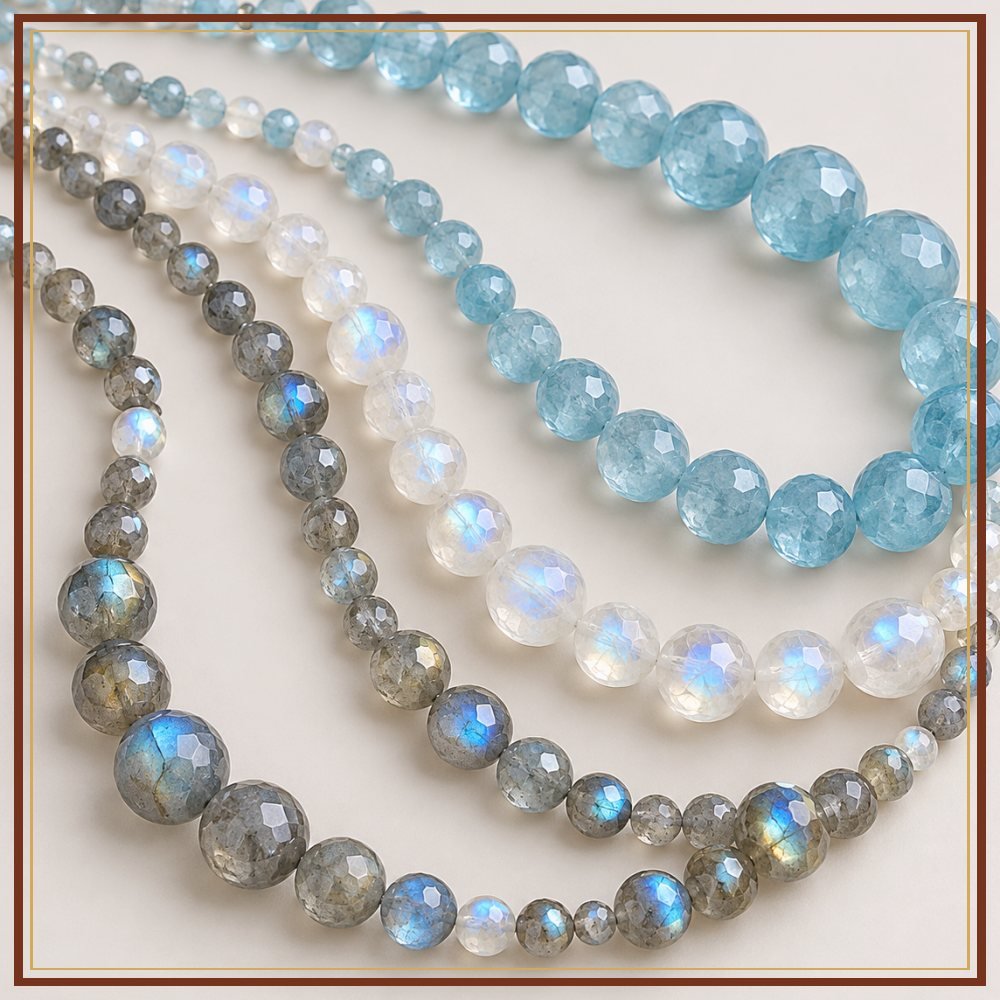 Aquamarine Bead String – 3–4 mm