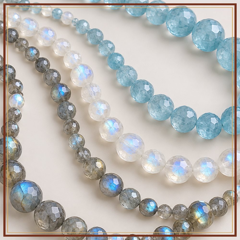 Aquamarine Bead String – 3–4 mm