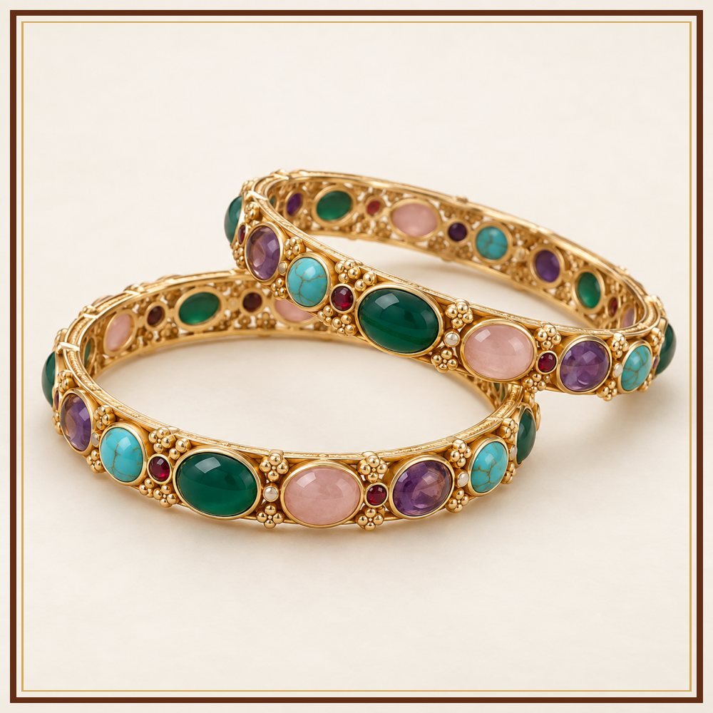 Aquamarine Jharna Bangles