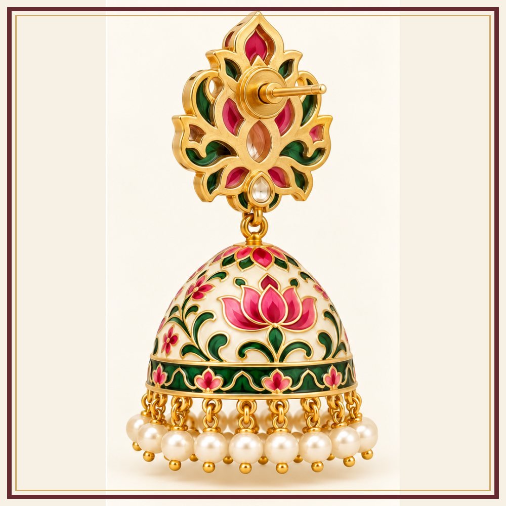Chand Baori Jhumka Karnphool Earrings