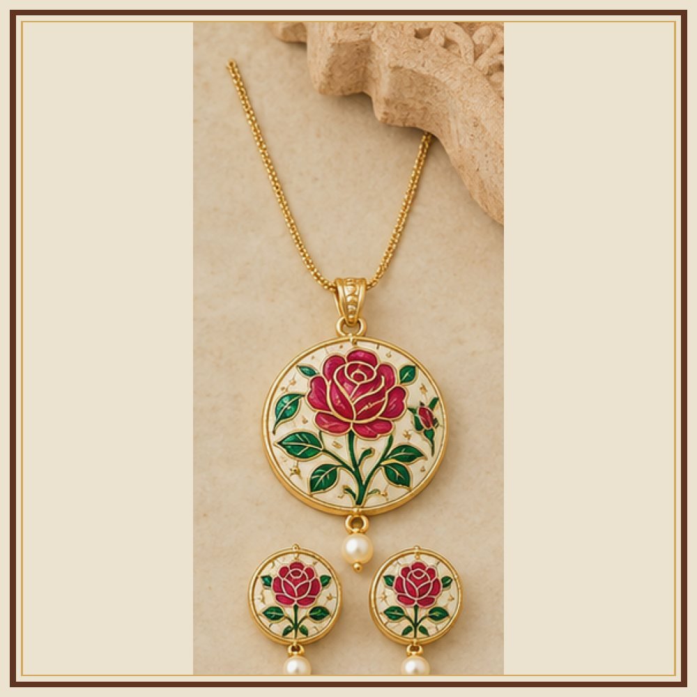 Chand Baori Meenakari Pendant Set Heritage Edition