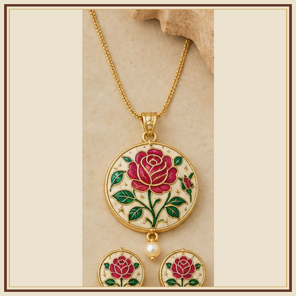 Chand Baori Meenakari Pendant Set Heritage Edition