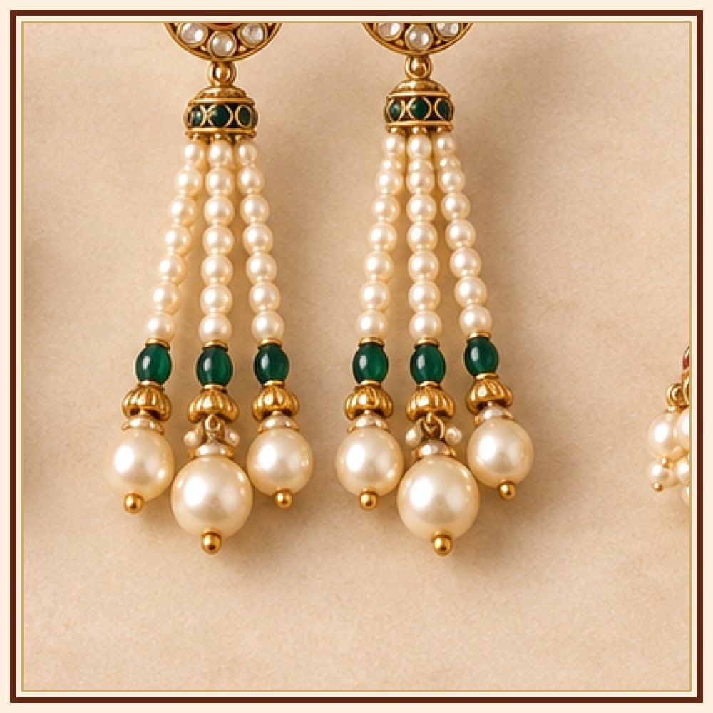Chandni Moti Kundan-Style Jhumka Earrings
