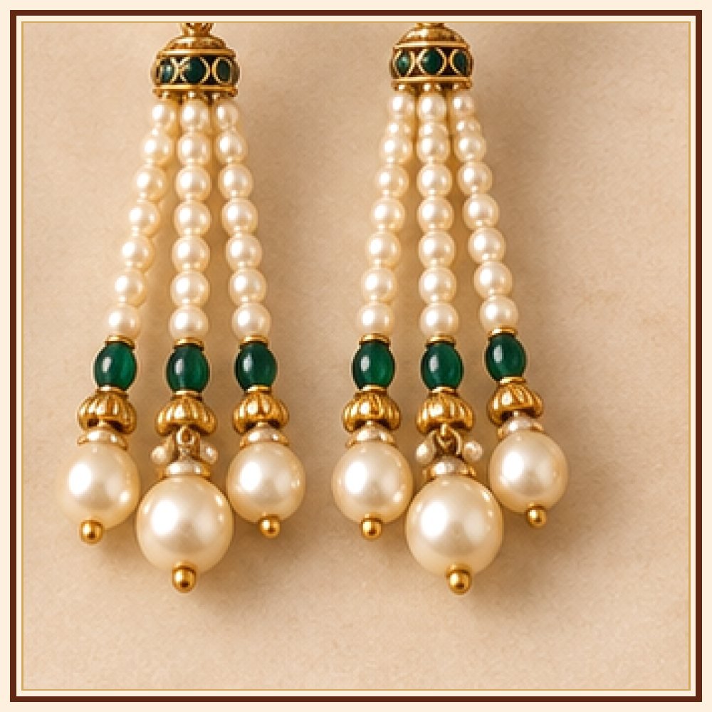Chandni Moti Kundan-Style Jhumka Earrings