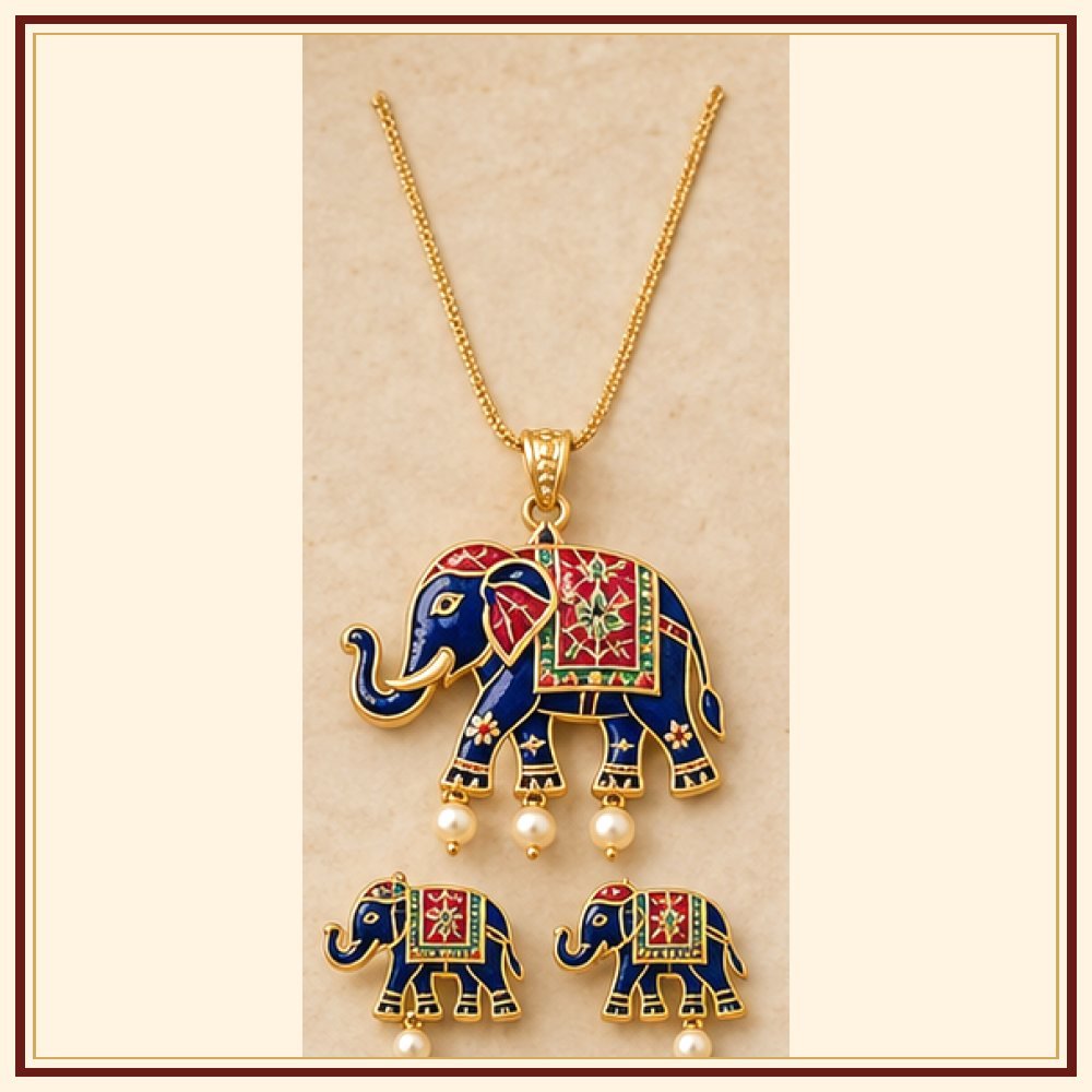 Gaj Raj Meenakari Pendant Set