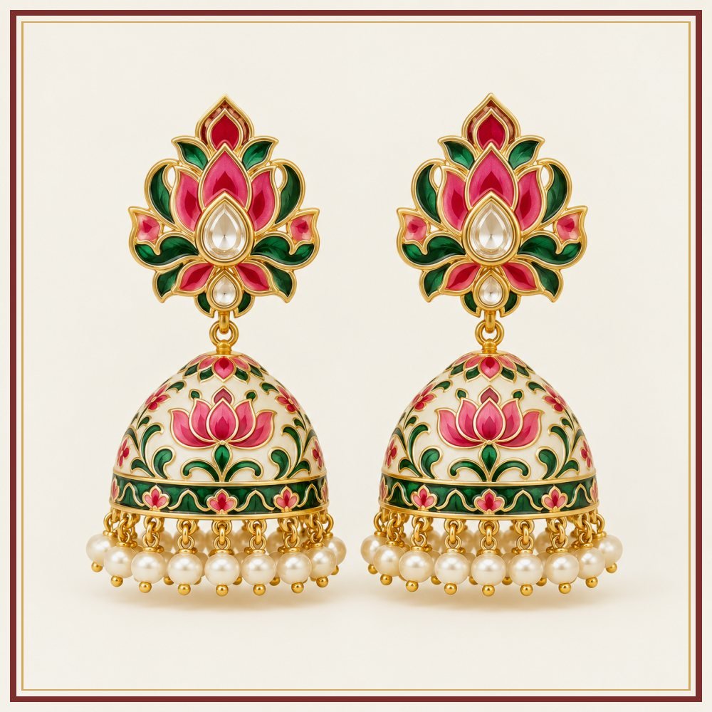 Garnet Maroon Chand Earrings