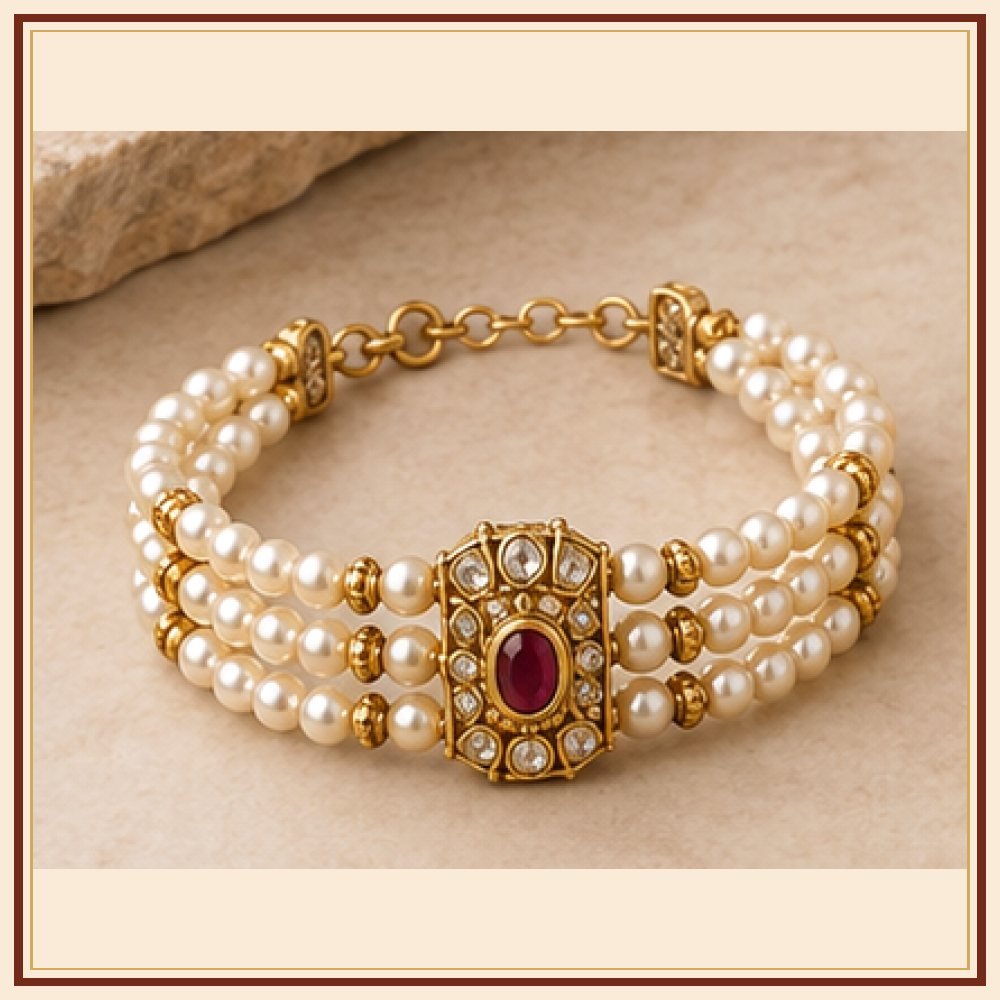 Gulab Vatika Moti-Style Bracelet Heritage Edition