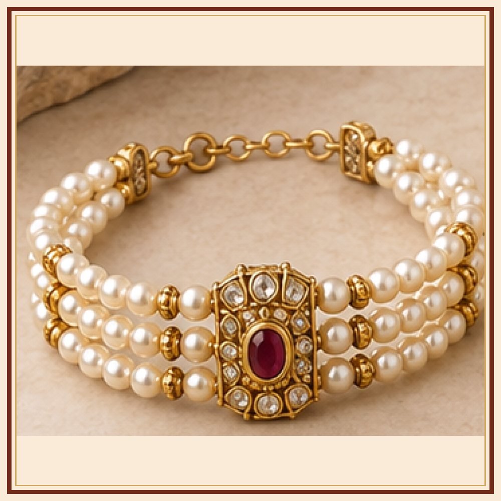Gulab Vatika Moti-Style Bracelet Heritage Edition