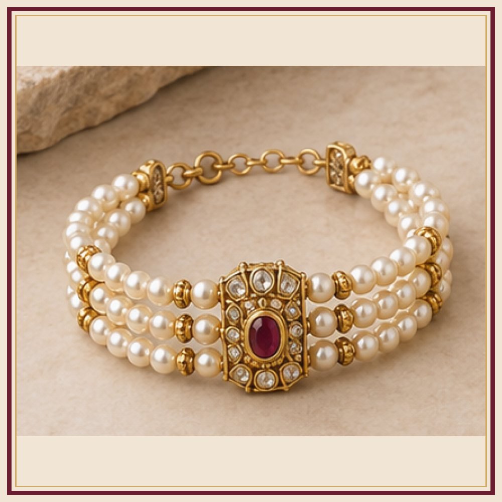 Gulab Vatika Moti-Style Bracelet Heritage Edition