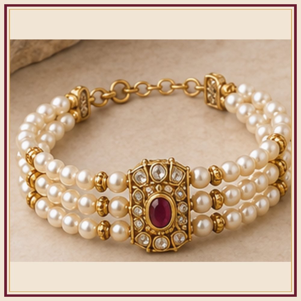 Gulab Vatika Moti-Style Bracelet Heritage Edition