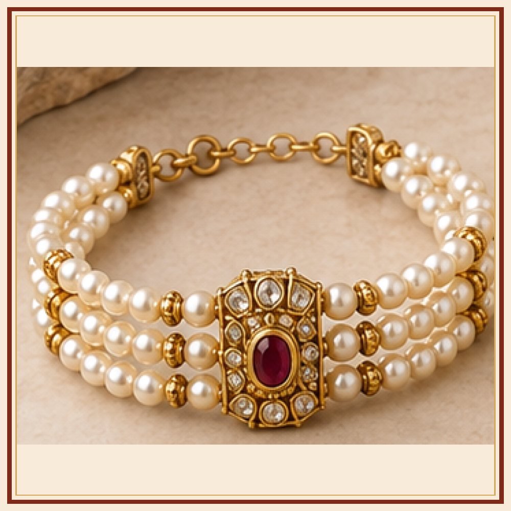 Gulab Vatika Moti-Style Bracelet Heritage Edition