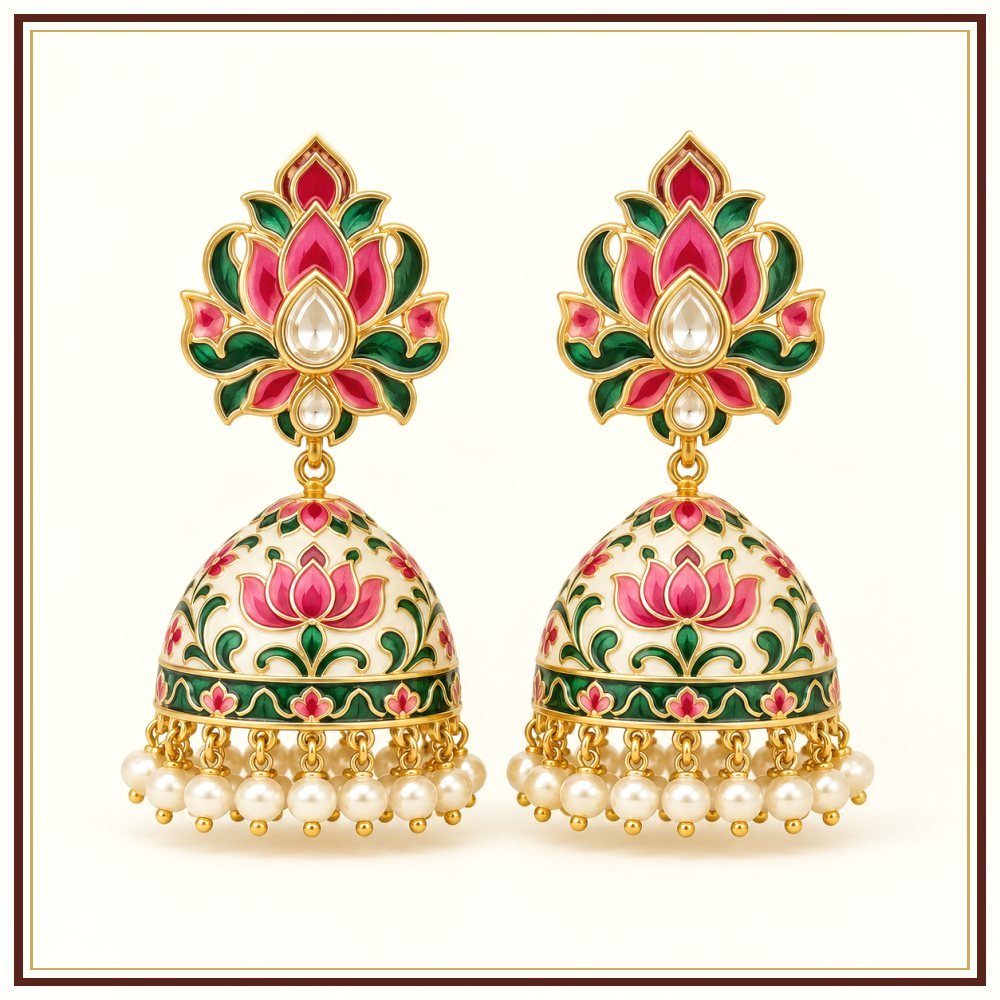 Gulab Vatika Moti-Style Earrings Heritage Edition