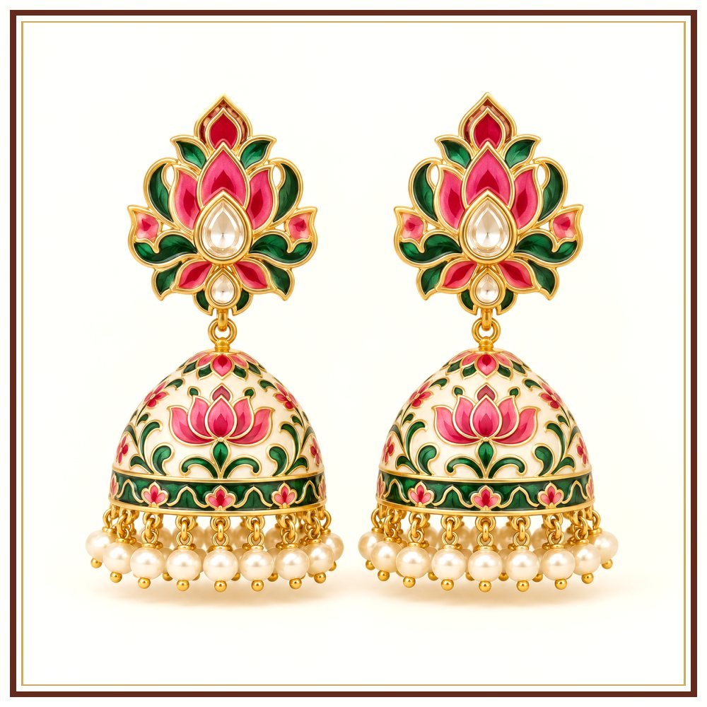 Gulab Vatika Moti-Style Earrings Heritage Edition