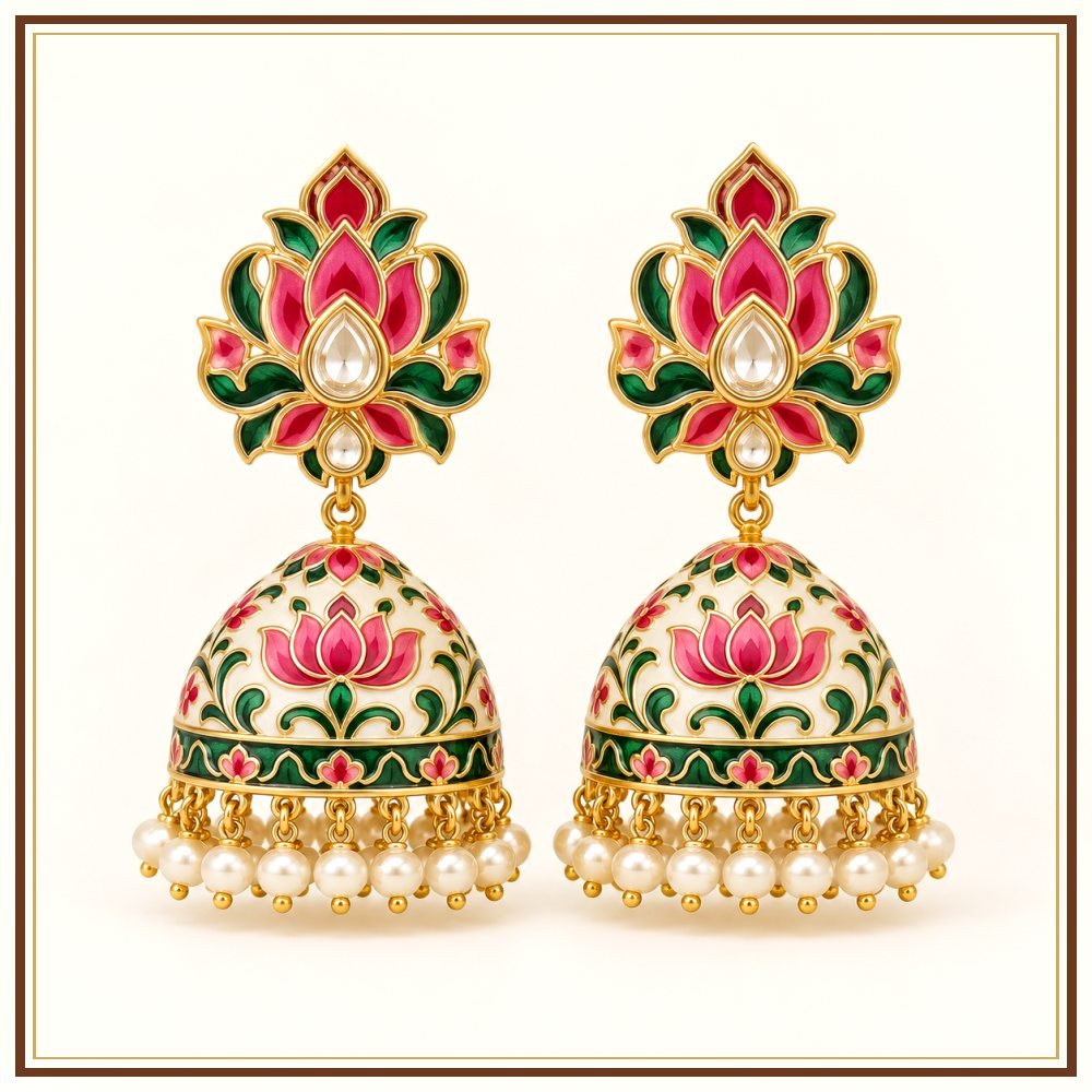Gulab Vatika Moti-Style Earrings Heritage Edition