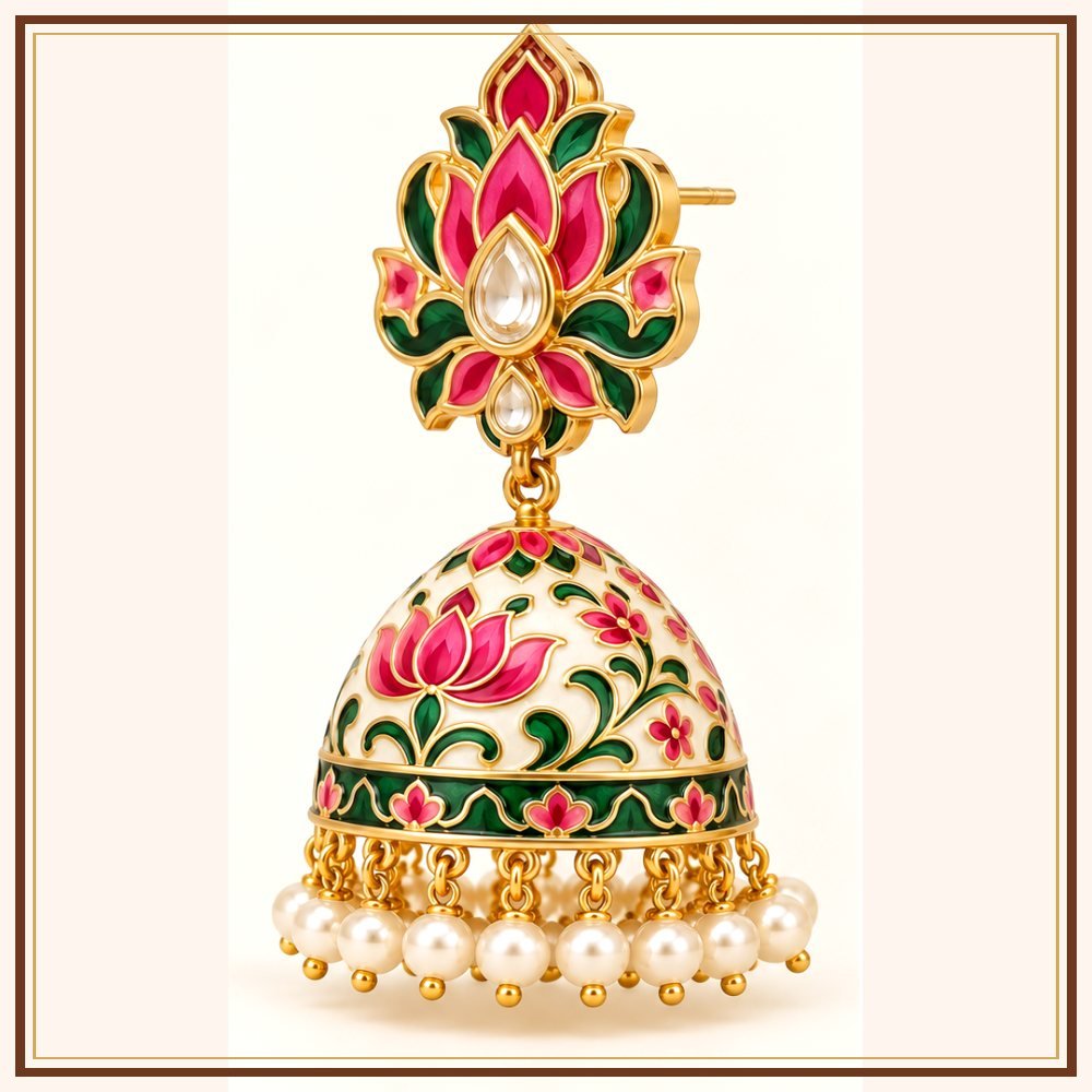 Gulab Vatika Moti-Style Earrings Heritage Edition