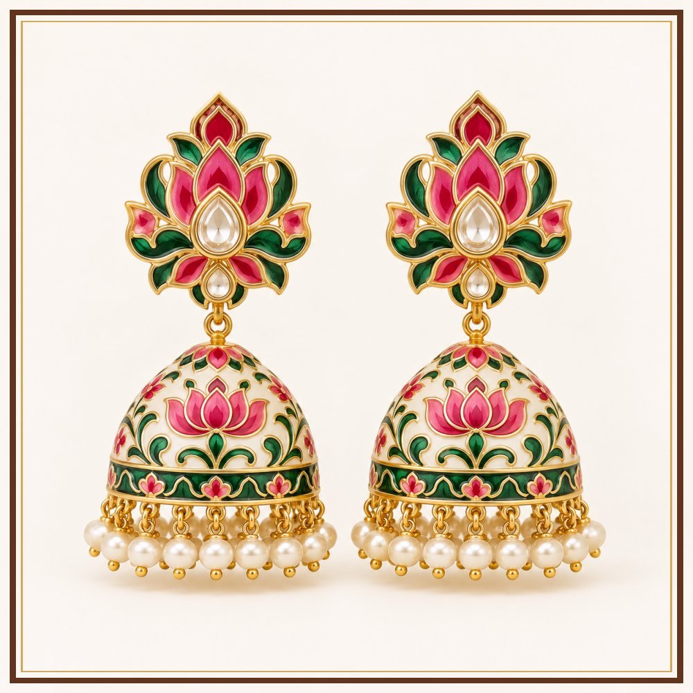 Gulab Vatika Semi-Precious-Style Earrings Heritage Edition