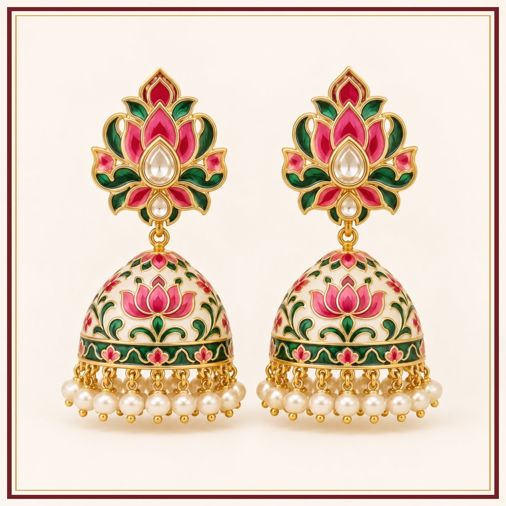 Gulab Vatika Semi-Precious-Style Earrings Heritage Edition