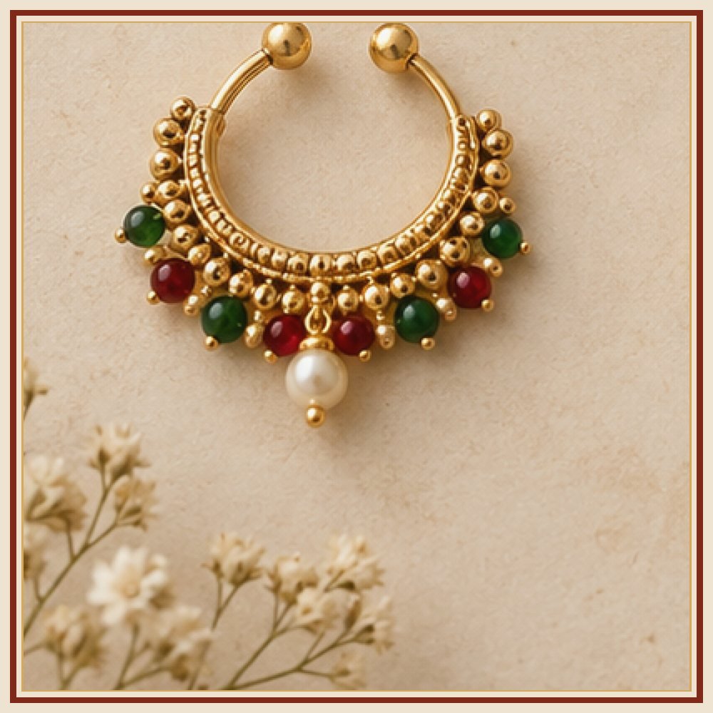 Gulnaar Meenakari-Style Floral Nose Pin