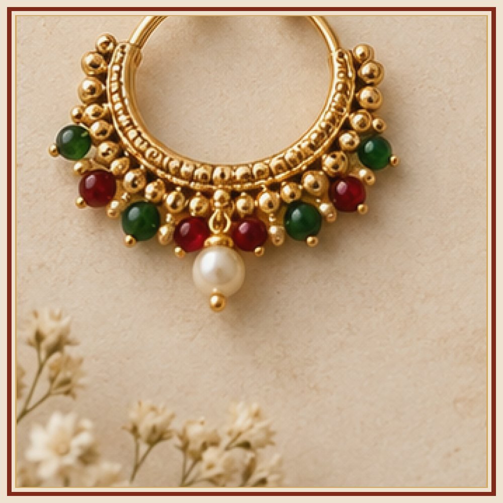 Gulnaar Meenakari-Style Floral Nose Pin