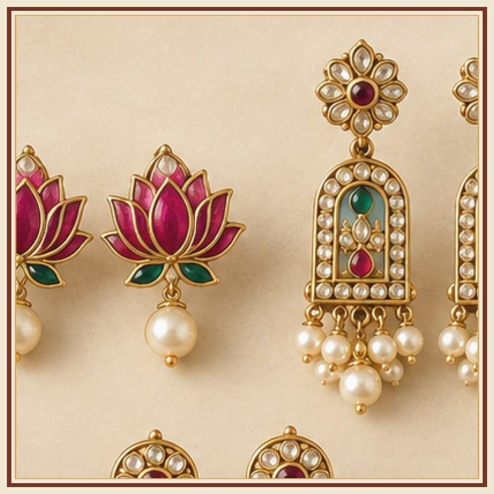 Hari Chand Moti Chandbali Earrings