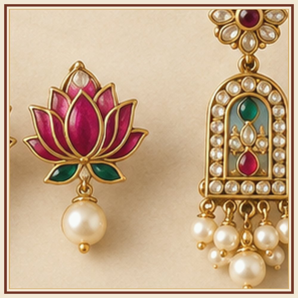 Hari Chand Moti Chandbali Earrings