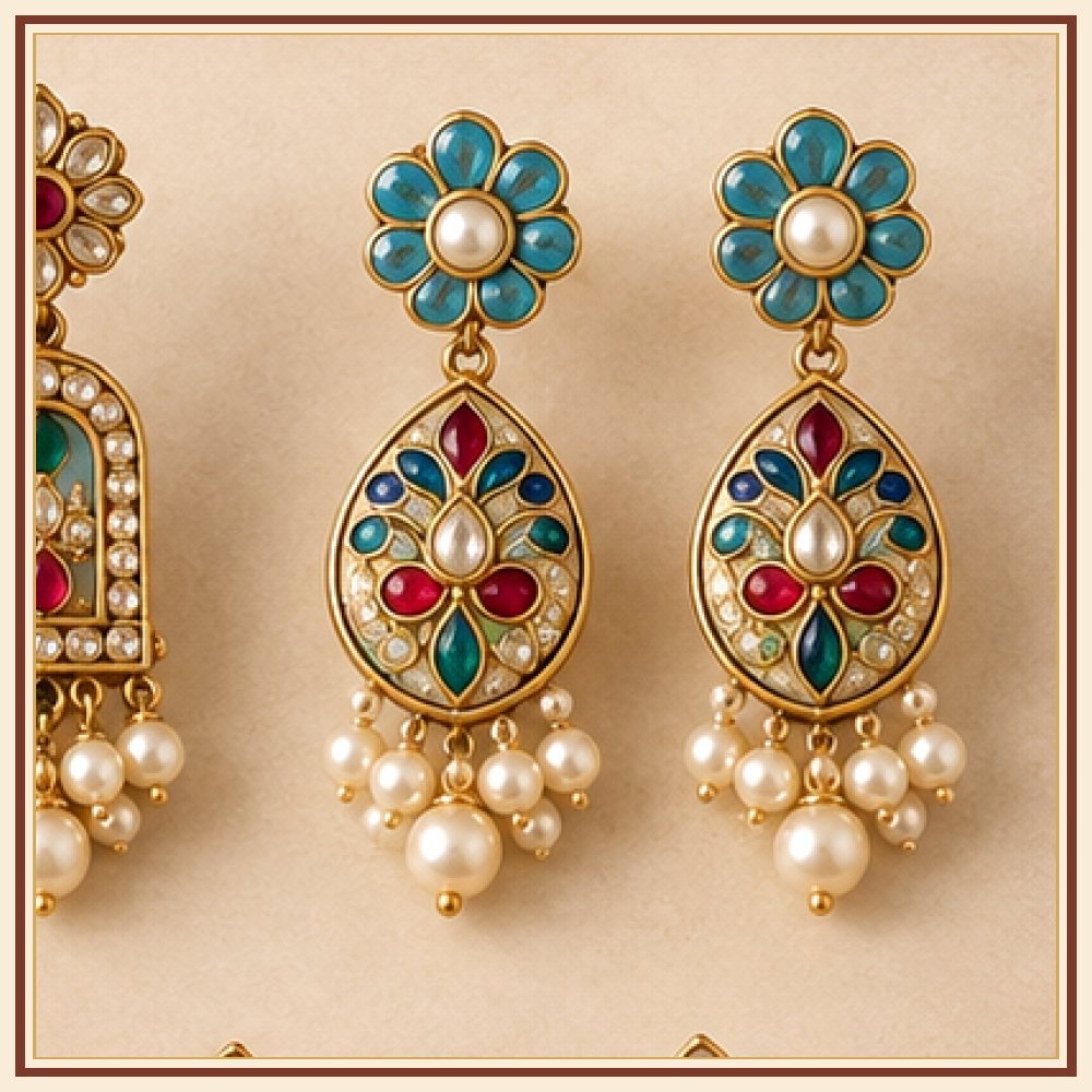 Hawa Mahal Moti Jharokha Earrings