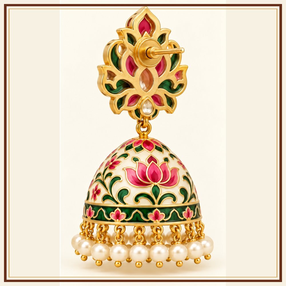 Jharokha Jhumka Karnphool Earrings