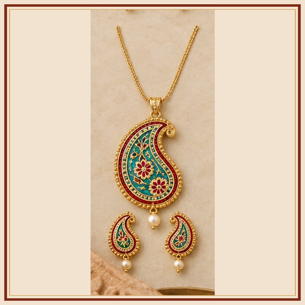 Jharokha Meenakari Pendant Set Heritage Edition