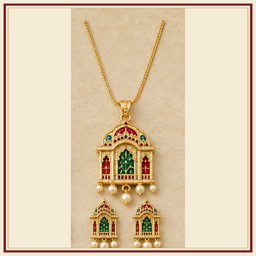 Kalpavriksha Meenakari Pendant Set Heritage Edition