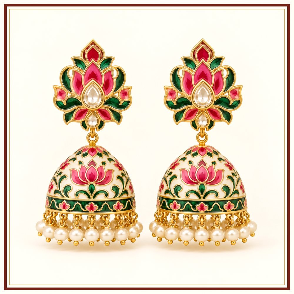 Kalpavriksha Semi-Precious-Style Earrings Heritage Edition