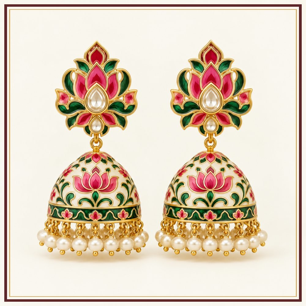 Kalpavriksha Semi-Precious-Style Earrings Heritage Edition