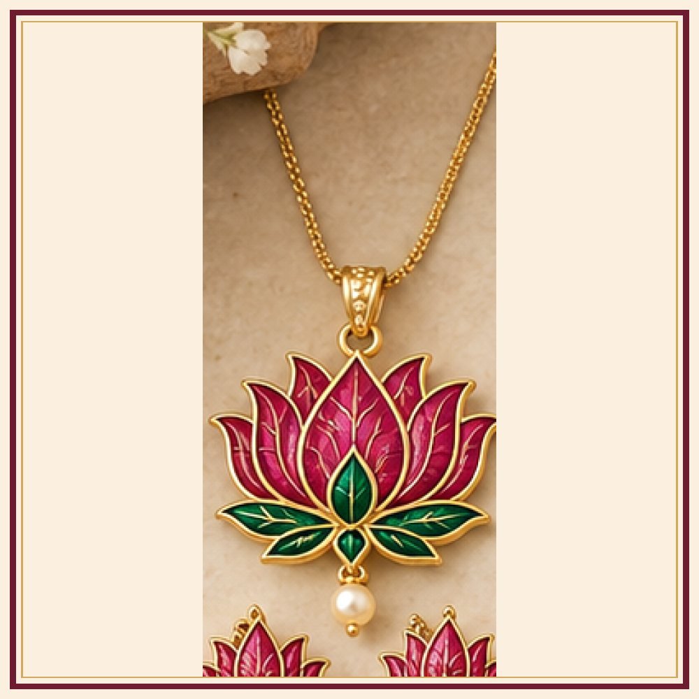 Kamal Sarovar Meenakari Pendant Set Heritage Edition