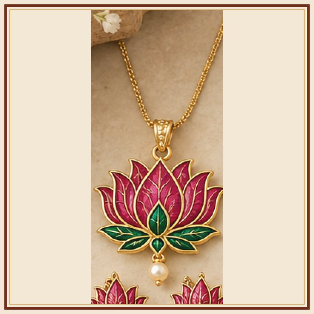 Kamal Sarovar Meenakari Pendant Set Heritage Edition