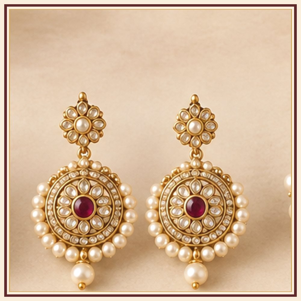 Kamal Sarovar Moti-Style Earrings Heritage Edition