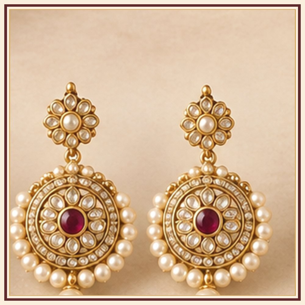 Kamal Sarovar Moti-Style Earrings Heritage Edition