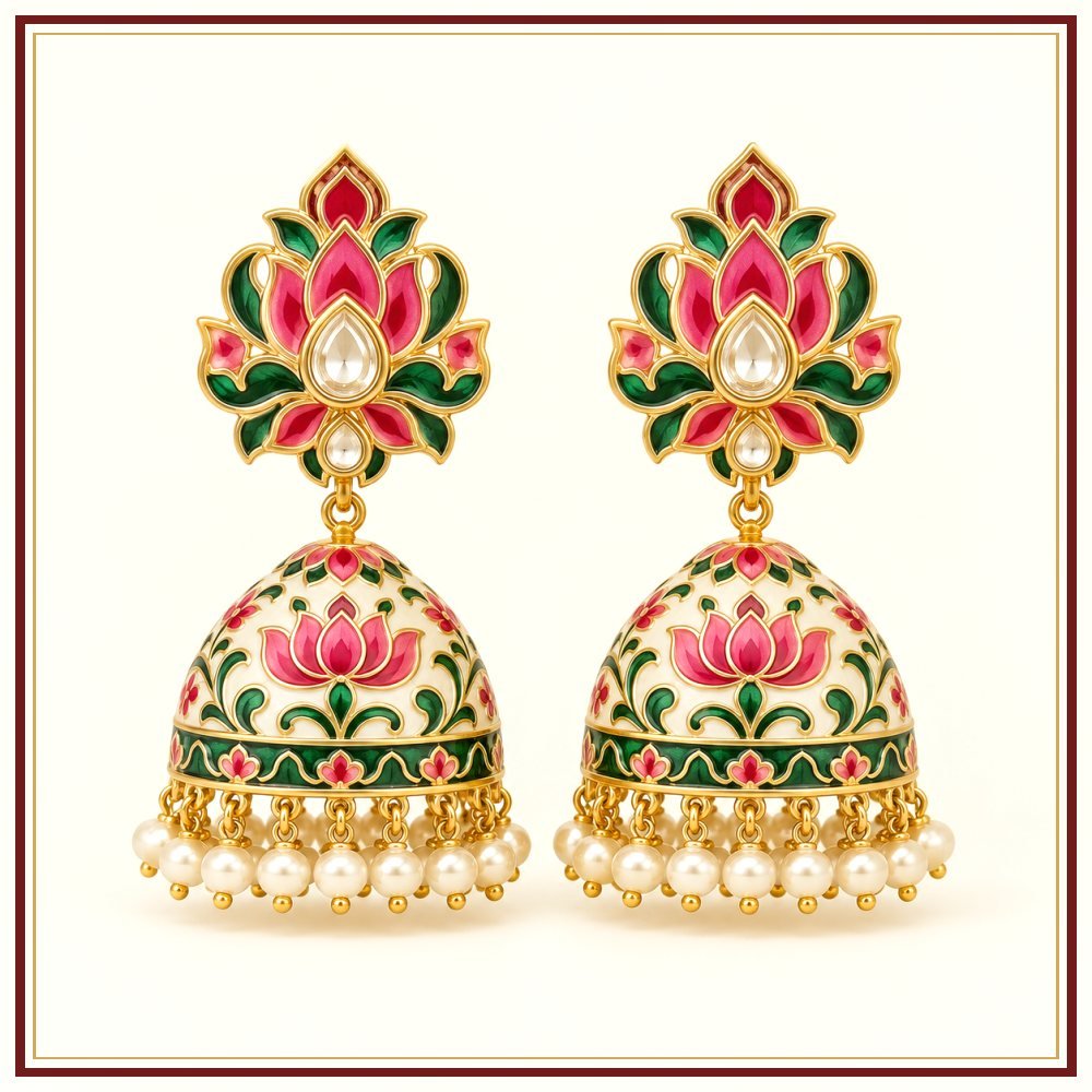 Kamal Sarovar Semi-Precious-Style Earrings Heritage Edition