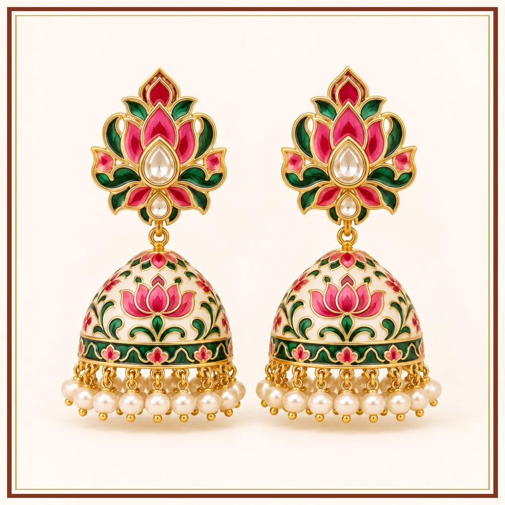 Kamal Sarovar Semi-Precious-Style Earrings Heritage Edition