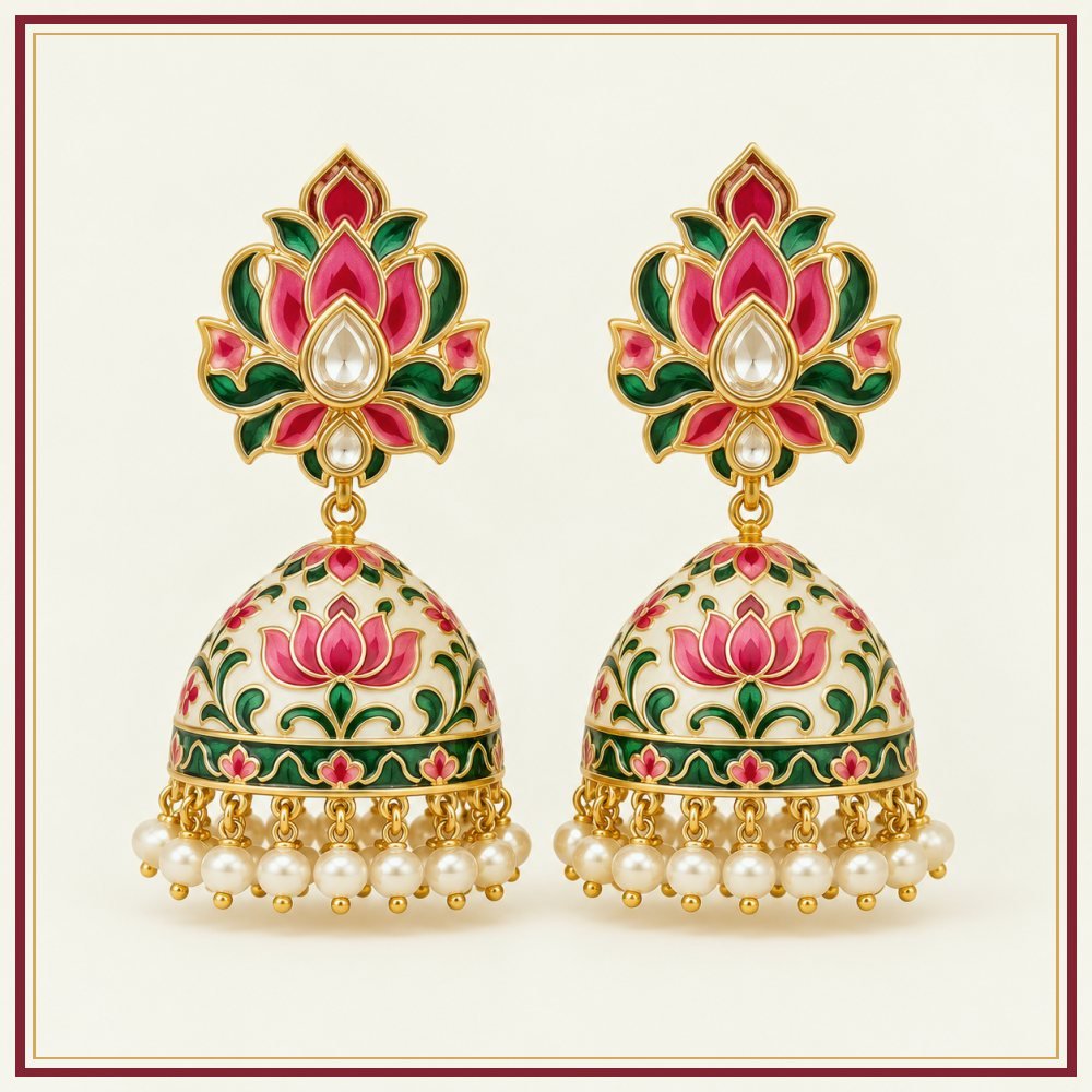Kamal Sarovar Semi-Precious-Style Earrings Heritage Edition