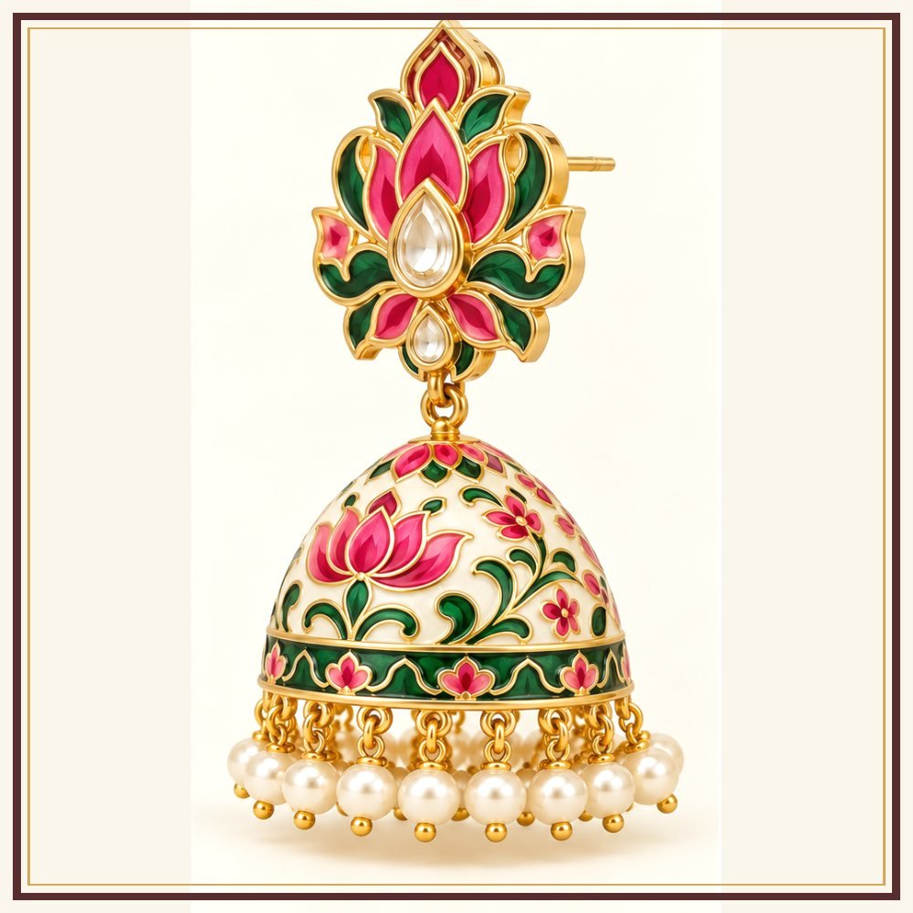 Leheriya Jhumka Karnphool Earrings