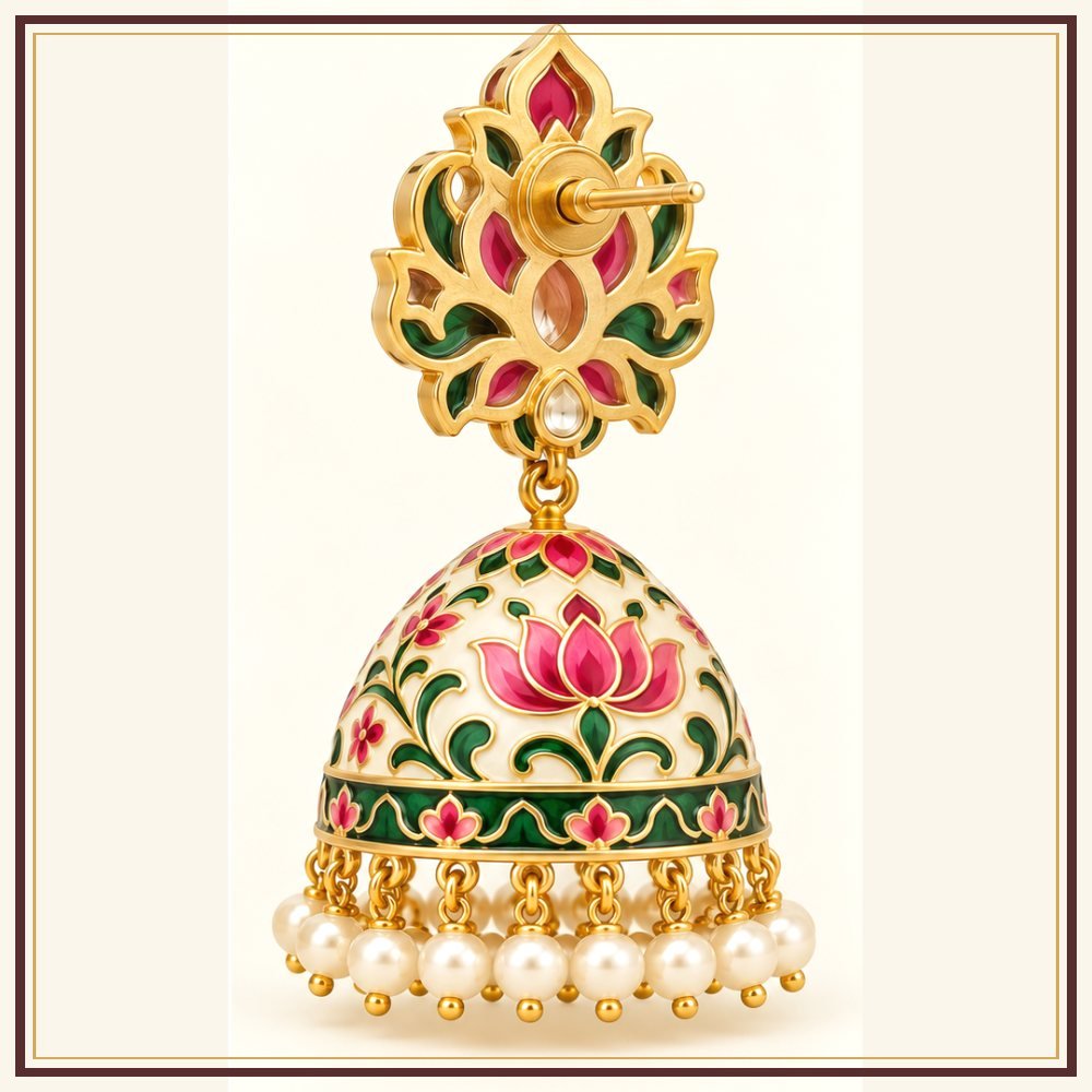Leheriya Jhumka Karnphool Earrings