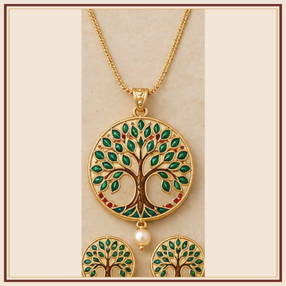 Leheriya Meenakari Pendant Set Heritage Edition