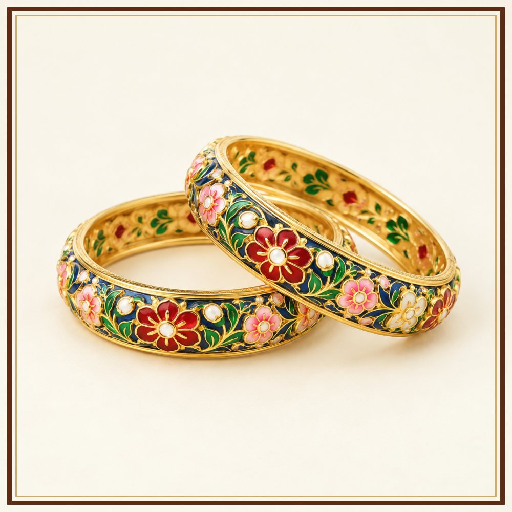 Leheriya Poonchi Gokhru Bangle Pair