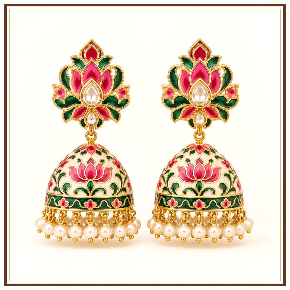 Manik Jhar Moti Jadau-Style Earrings