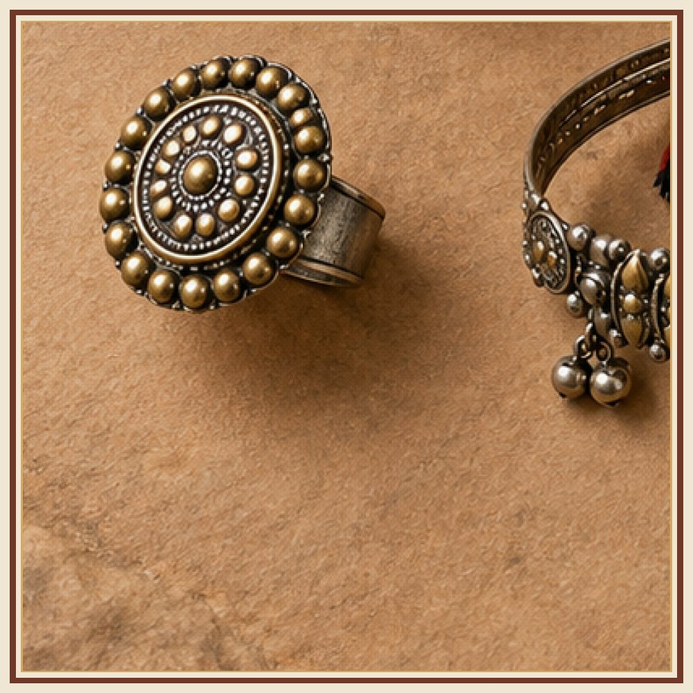 Maru Gaj Oxidized-Metal Folk Armlet