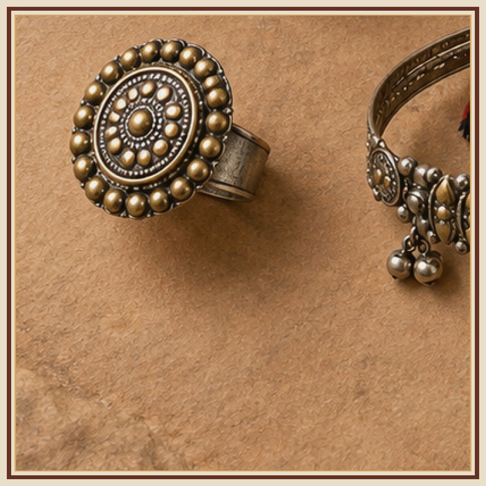 Maru Patra Mixed-Metal Anklets