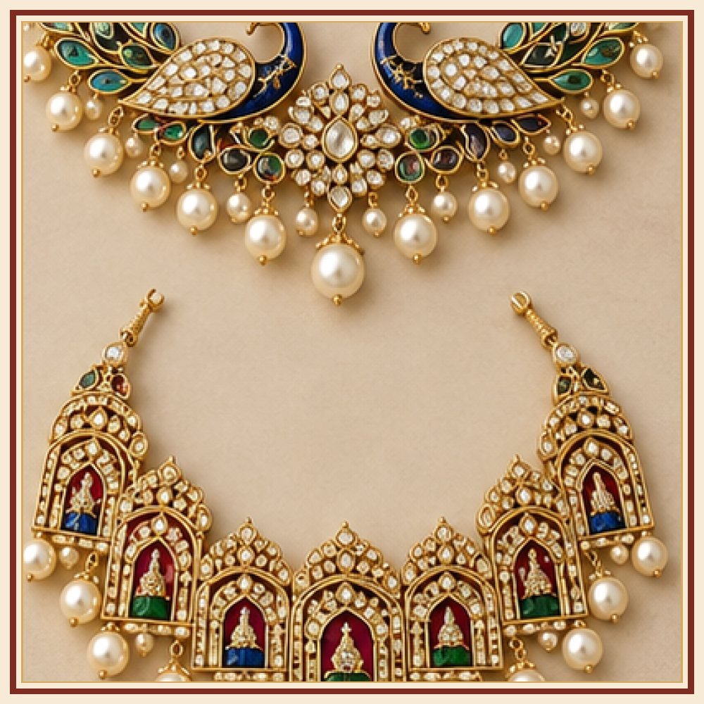 Mor Darbar Moti Peacock Necklace